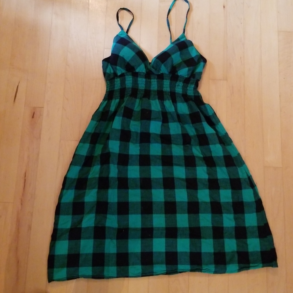 Green and Black Gingham dress 3/15$